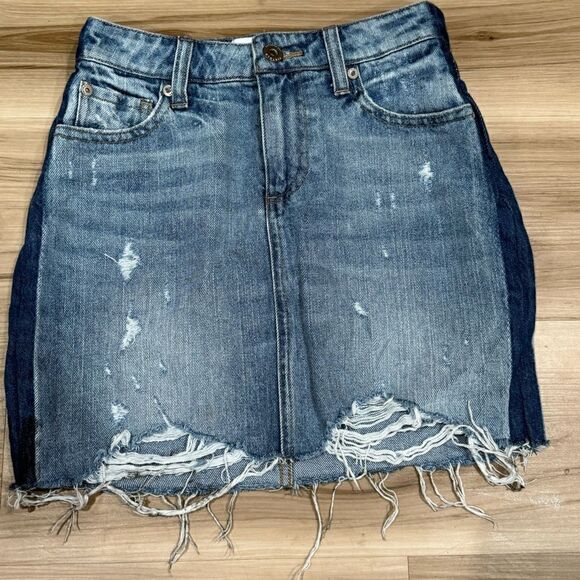 Pistola Two Tone Denim Jean Mini Skirt Women’s 24 - Picture 1 of 5